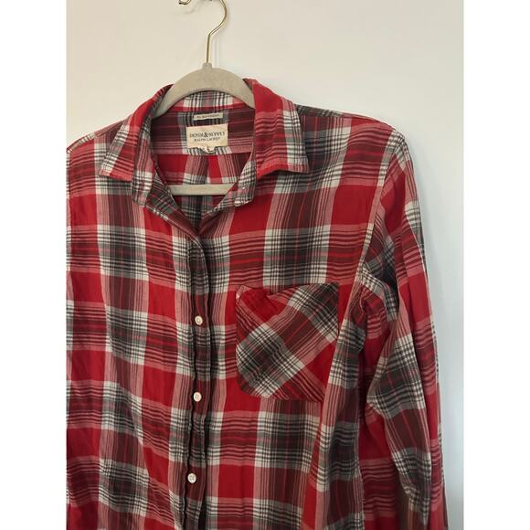Denim & Supply Ralph Lauren shirt Flannel plaid red M blouse comfort boyfriend - Picture 6 of 13